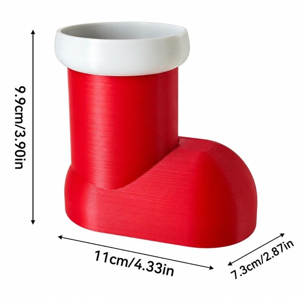3D Printed Christmas Pen Holder Bright Red Festive Table Decoration Santa Boot Box  Home Entryways