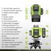 4D 12/16 Line Green Light Laser Level  360° Horizontal Vertical Cross Measure Tool Automatic Self Leveling Laser Projector