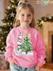 Girl Hoodies Christmas Theme 3D Print Round Neck Sweatshirt for Kids Holiday Casual Top Party Christmas Gift Children's Clothing