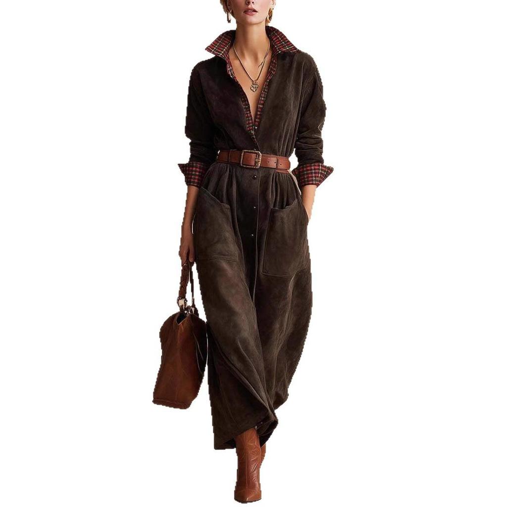 Tuta da lavoro classica retrò a quadri da donna Autunno 2025