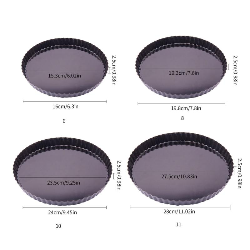 Heavy Duty Tart Pans Removable Loose Bottom Nonstick Quiches Pans Fluted Side Round Bakings Pans Tray Dishwasher Safe