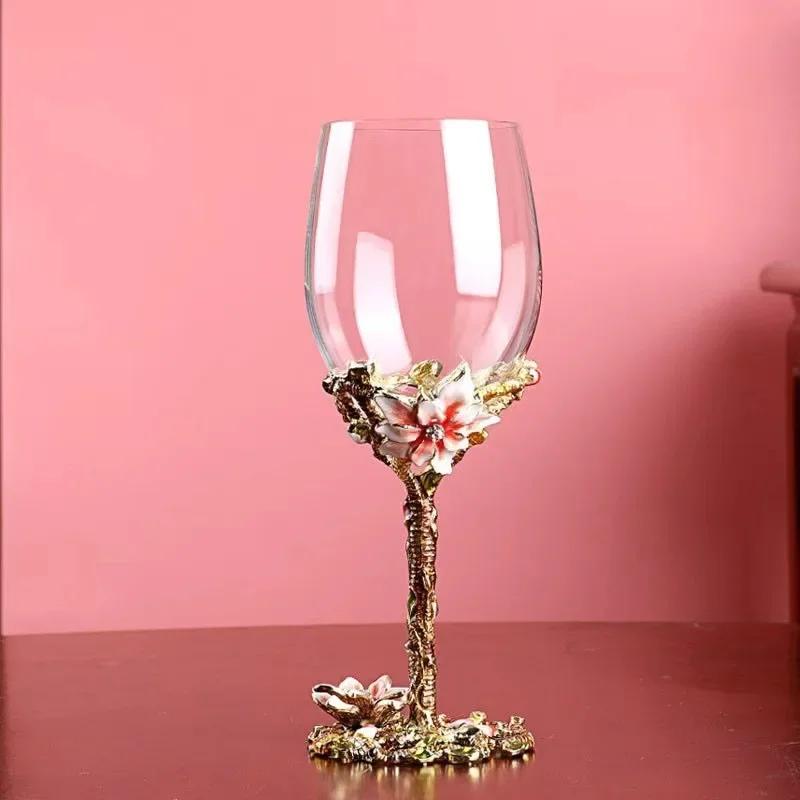 Enamel colored red wine glass set 350ml goblet household crystal glass wine glass goblet