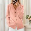 Cárdigan de Punto para Mujer Otoño e Invierno con Cuello en V - Manga Larga, Abrigo Suéter con Botón de Corazón