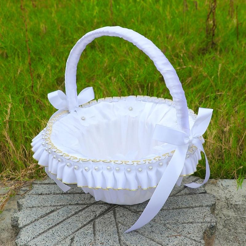 Princess Style Decorative Storage Basket With Metallic Accent Perfect For Bridal Showers Anniversaries And Photo Props