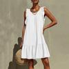 Ladies' Color Fashionable Casual Loose Round Neck Sleeveless Ruffle Dress