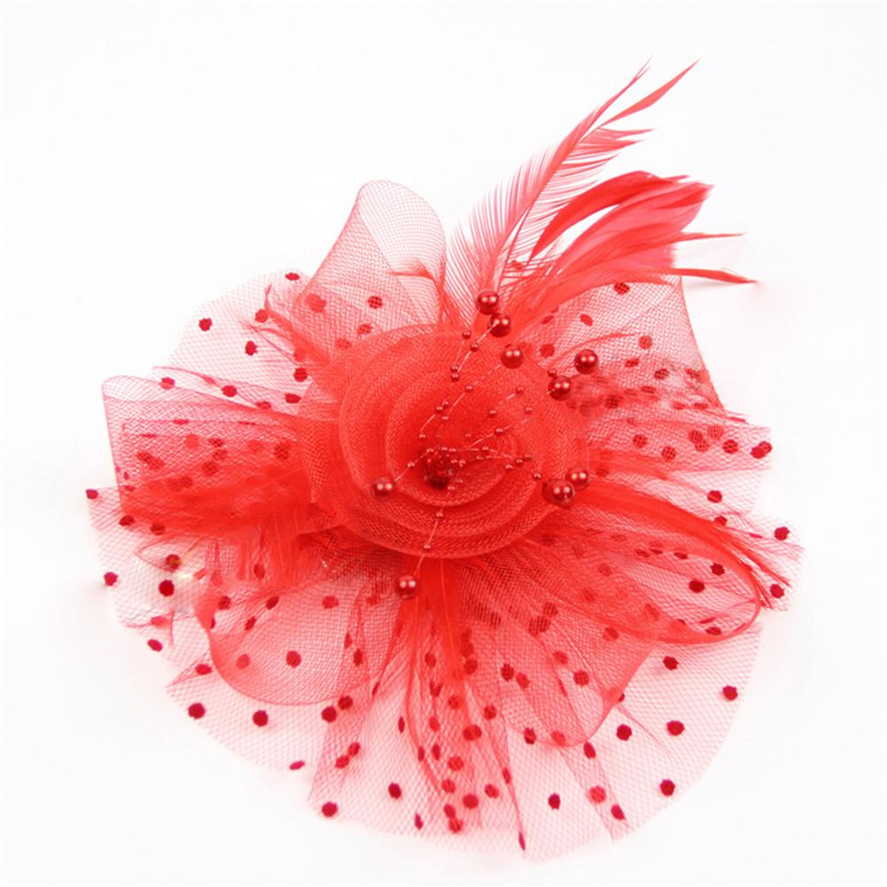 Lady Elegant Exquisite Little Hat Feather Flower Headdress Hair Ornaments for Wedding Banquet