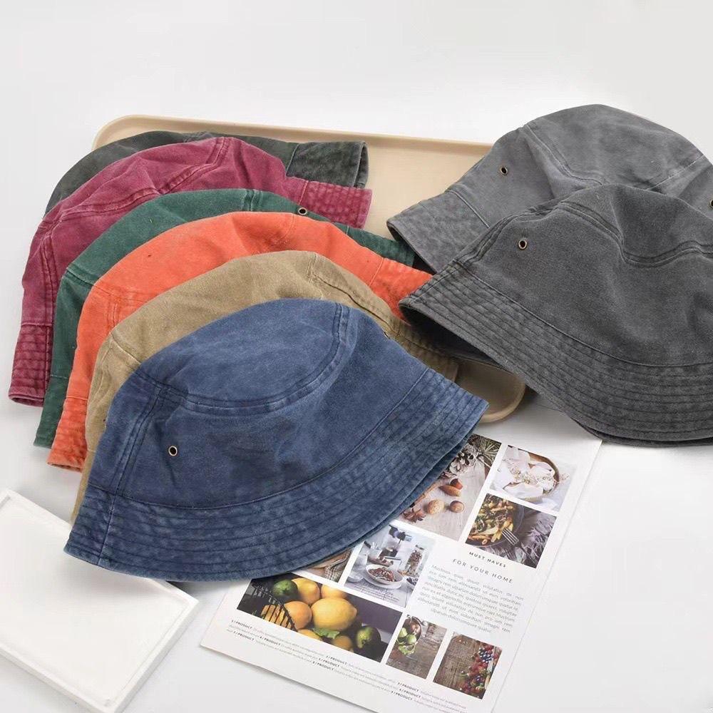 Retro Washed Fisherman Hat for Couples, Fashionable Vintage Basin Hat, Breathable Solid Color Thin Design, Spring and Summer