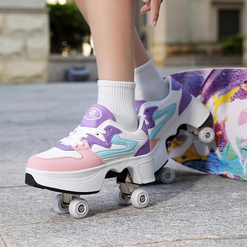 Scarpe da Ginnastica con Ruote Bambino / Bambina Scarpe con Ruote Deformabili Scarpe Pattini a Rotelle Scarpa da Skate Bambina Scarpe da Skate Bambino