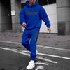 New Sweater Sweatpants Set Letter Printing Casual Jacket Autumn and Winter Velvet Street Trendy Middle-aged Suit Men
