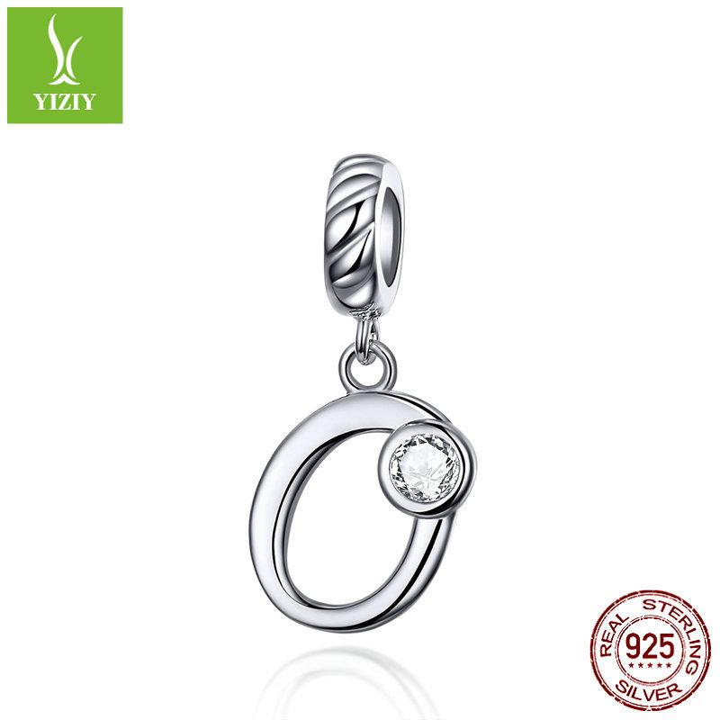 26 Letter Charm 925 Sterling Silver Pendant Korean Fashion Beaded Bracelet Silver Jewelry Accessories