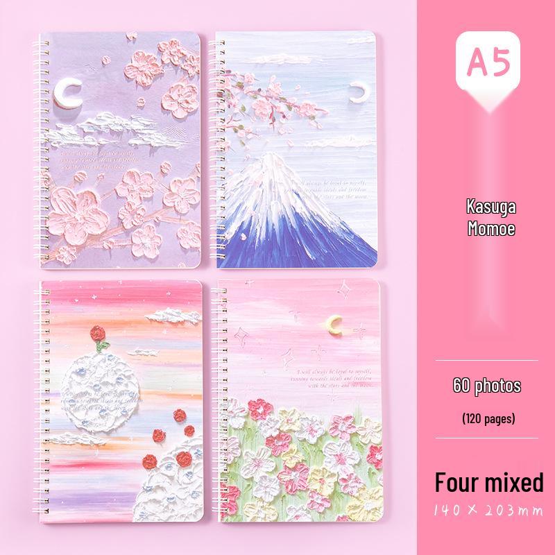 Oil Painting Landscape A5 Spiral Notebook: Cute and Thick Ruled Stationery Diary for Students