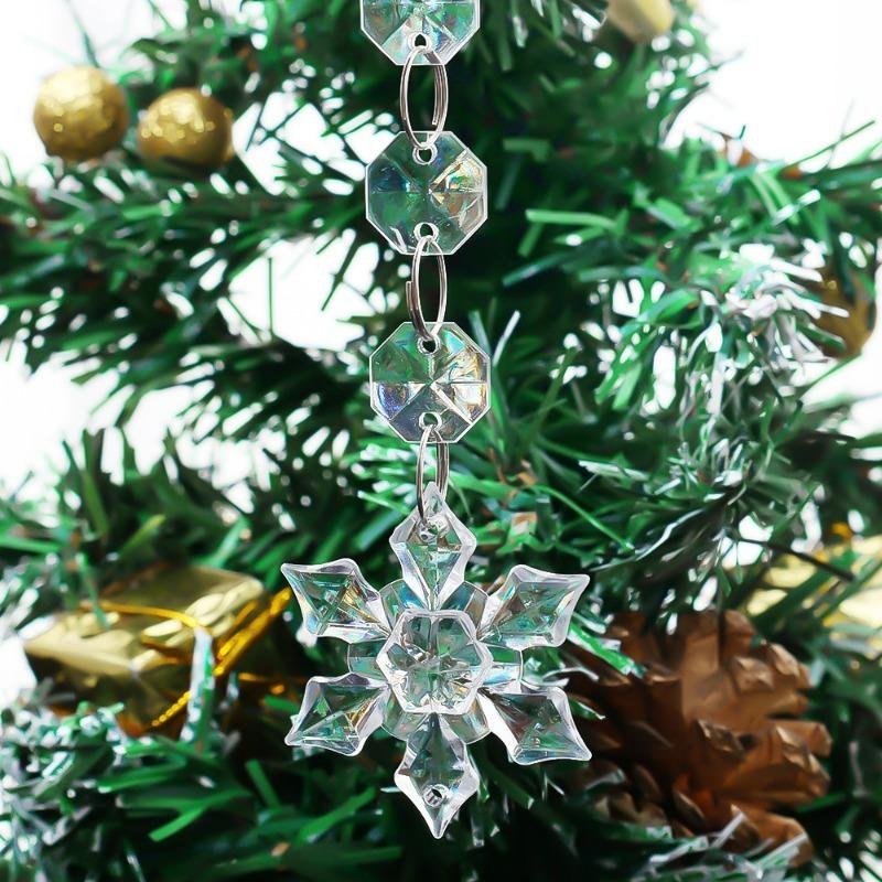 5/60pcs Christmas Crystal Ornament Xmas Tree Decoration Transparent Ice Strip Snowflakes Water Drop Hanging Pendants Party Beads