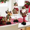 Retractable Christmas Decorative Dolls Set Reindeer Snowman Santa Claus Standing Ornaments Merry Christmas Home Party Decor