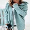 Hooded Knit Temperament Commuter Bat Shape Soft Loose Back Splicing Sweater