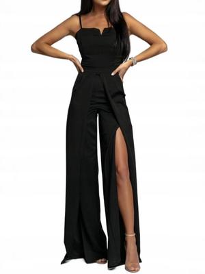 Ladies' Sexy Slim Fit Split Pants, Strapless Camisole Jumpsuit