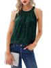 Summer New Solid Hanger Neck Style Women's Shiny Sequins Soft Stretch Backless Vest