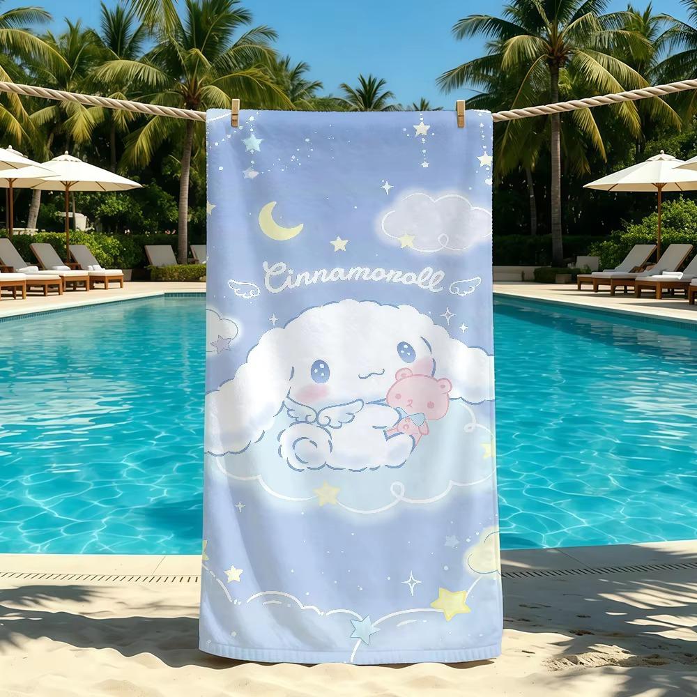 C-Cinnamoroll Cartoon S-Sanrio Beach Towel, Super Absorbent Quick Drying Summer Towel for Outdoor Camping Pool Travel Gift
