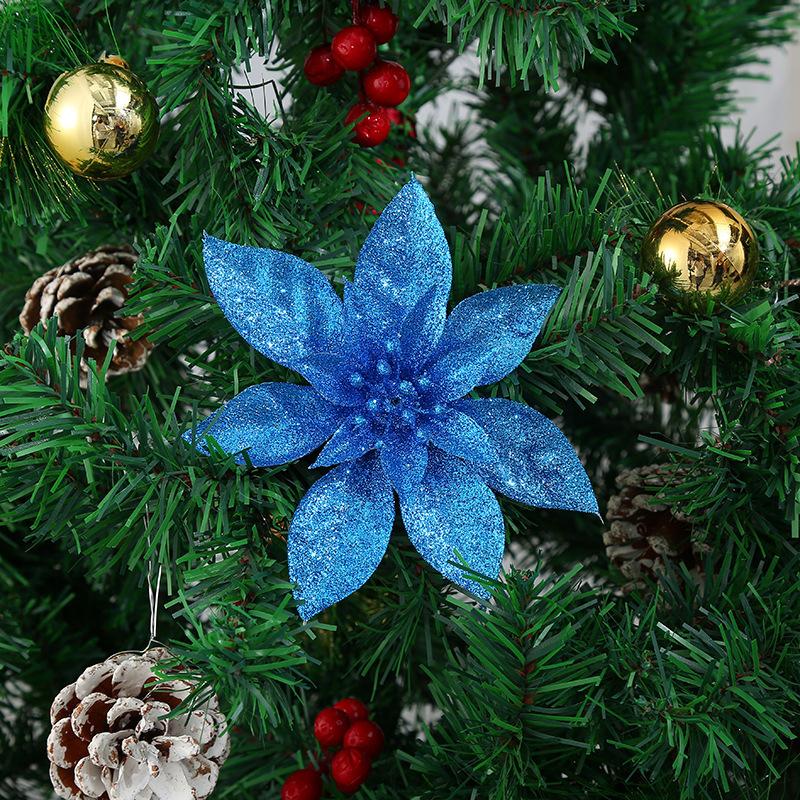 Exquisite Christmas Flowers, Solid Scallion Powder Gold, Silver and Red Flower, Christmas Tree Ornaments, Christmas Wreaths, Rattan, Christmas Decorat