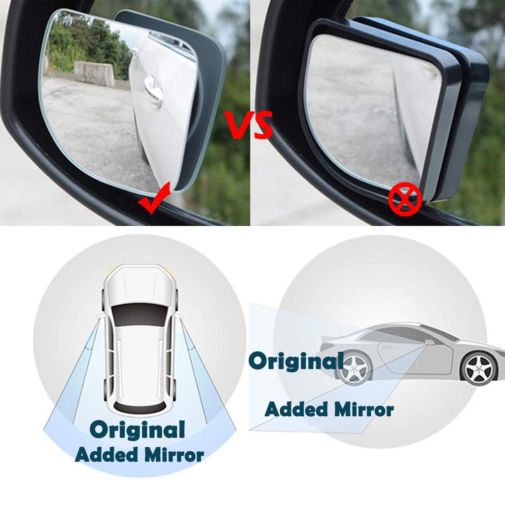 Ampper Car Auxiliary Mirror, Blind Spot Mirror, 360° Angle Adjustment Auxiliary Mirror, Rearview Mirror, Side Mirror(Fan Shape, 4 Pieces)