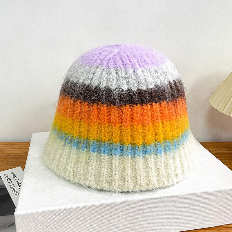 Strickmütze mit großem Kopfumfang für Damen, kleines Gesicht im Herbst und Winter, warme Bucket Hat, vergrößerte und vertiefte Ohrenschützer-Beckenmütze