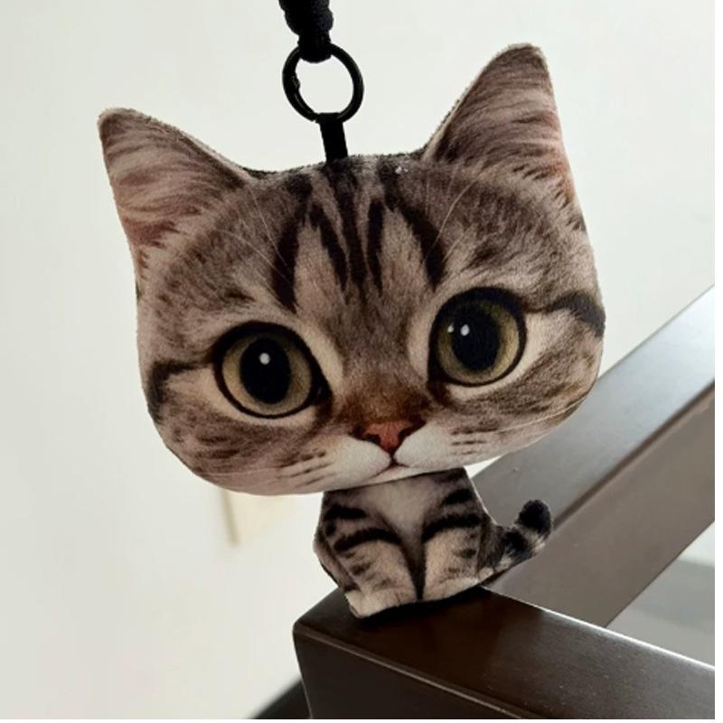 Ergonomic 3D Realistic Tabby Cat Accessory, Soft Breathable For Office Car Bag Decor