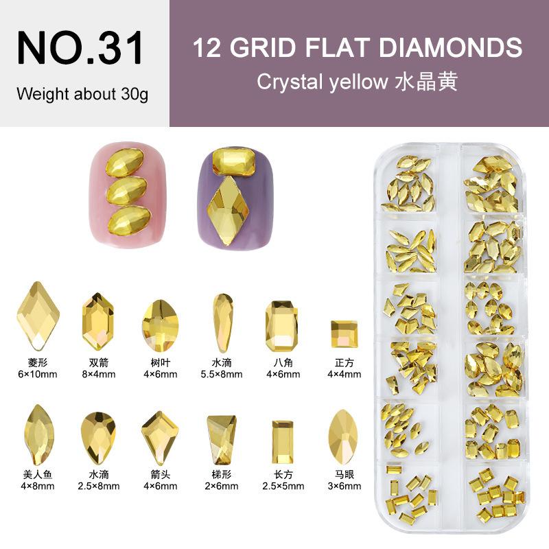Electroplated Flat-Bottomed Nail Art Jewelry Glass Special-Shaped Rhinestone Set Nail Decoration Diy Jewelry Accessories