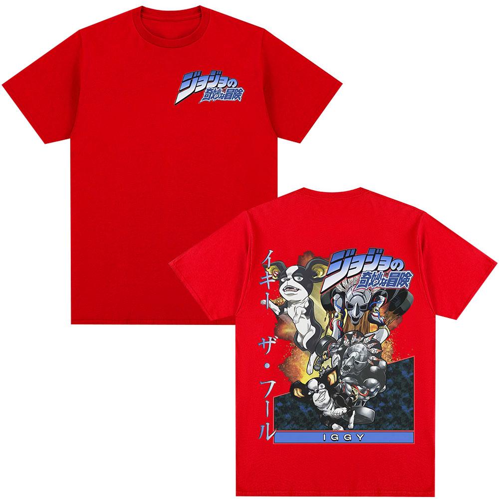 Anime JoJo Bizarre Adventure Iggy Manga T-shirt Grafiche Uomo Donna Abbigliamento Moda Casual Larga Maniche Corte T-shirt Top