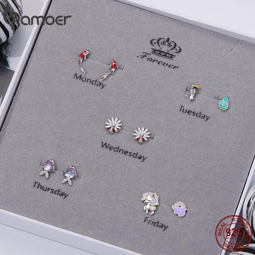 

Набор серег BAMOER из стерлингового серебра 925 пробы, 5 пар ежедневных изящных сережек в подарочной упаковке для женщин H