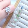 Caibao Vierblättrige Kleeblatt Serie Voll Diamanten Zirkon Kühles Gefühl Offener Ring Klein Frisch Nische Leichter Luxus Hoher Sinn Ring