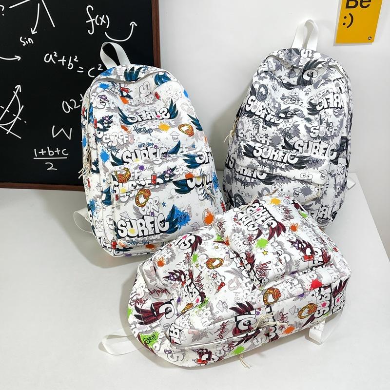 Schoolbag Women's Fun Graffiti Backpack American Lightweight Junior High School Student School Bag Niche Design Versatile Trend Backpack