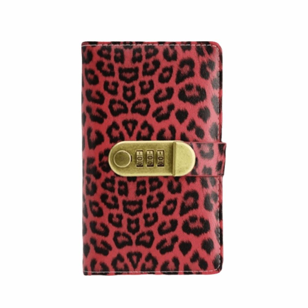 Leopard print Cash Budget Planner Pockets Password Lock Transparent Compartment Money Saving Binder Shiny Surface Cash Envelopes красный