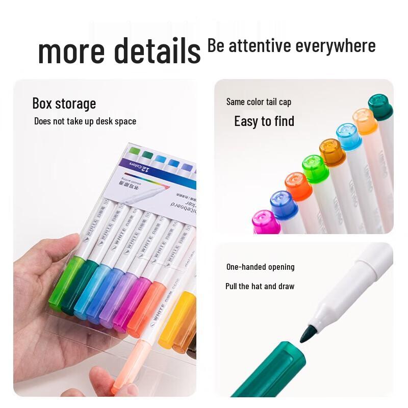 Deli 12-Color Erasable Whiteboard Marker Set