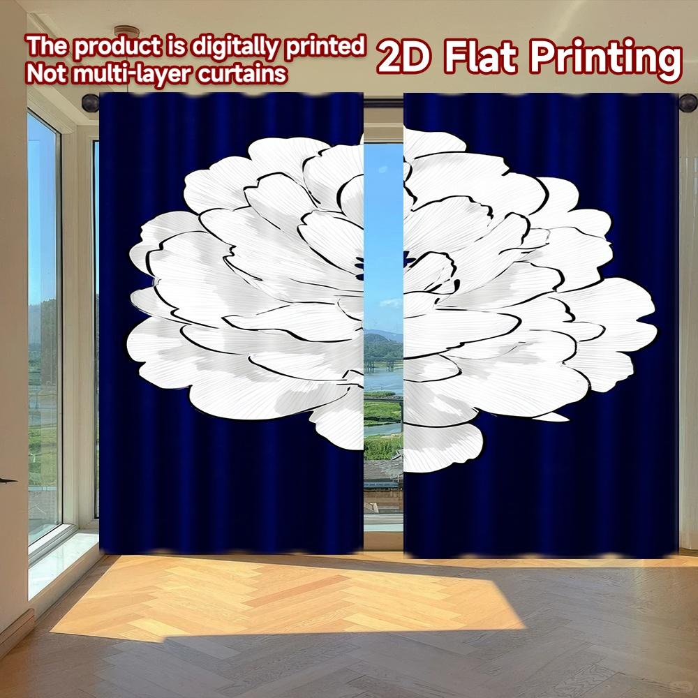 

2D FLAT PRINTING 2pcs Curtains (Without Rod) Flower on Blue Background Modern Fashionable Curtainments during the Saint Patrick 100*130 HOOK 1pcs