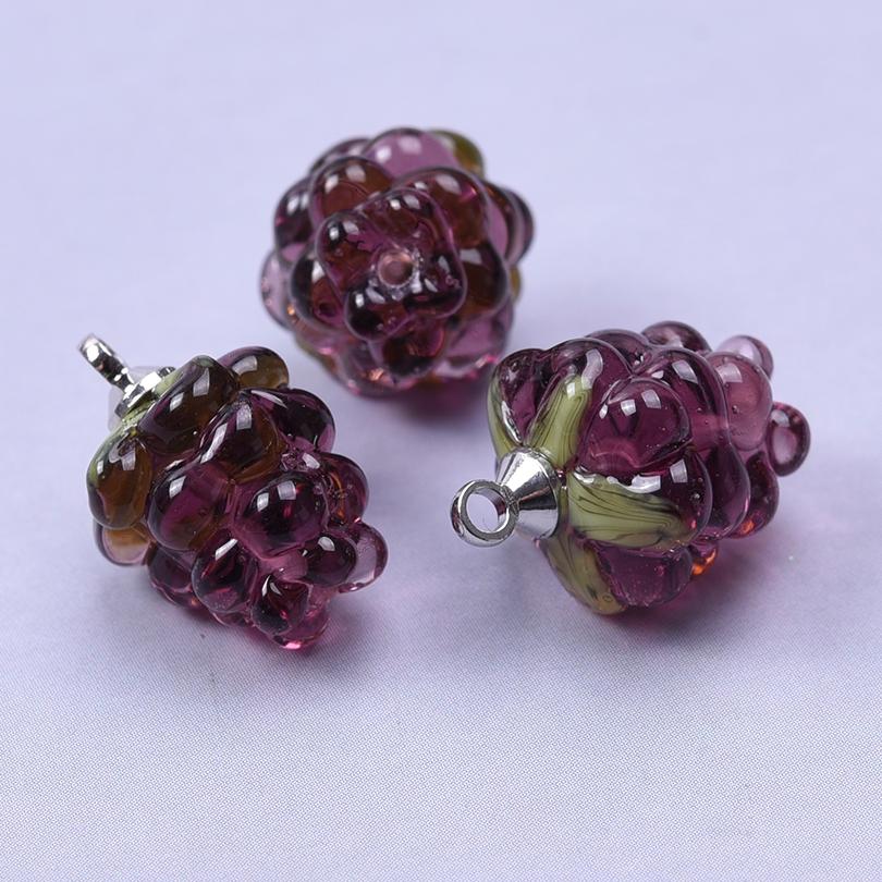 2pcs DIY Fruit Charm Glass Grape Pendants For Jewelry Making Supplies Colorful Materials To Make Earrings Bracelets Accessories