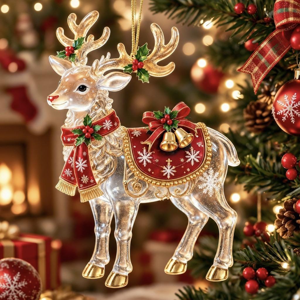2D Acrylic Christmas Reindeer Hanging Ornament Fashion Ornament for Car Backpack Holiday Decoration For Holiday Home