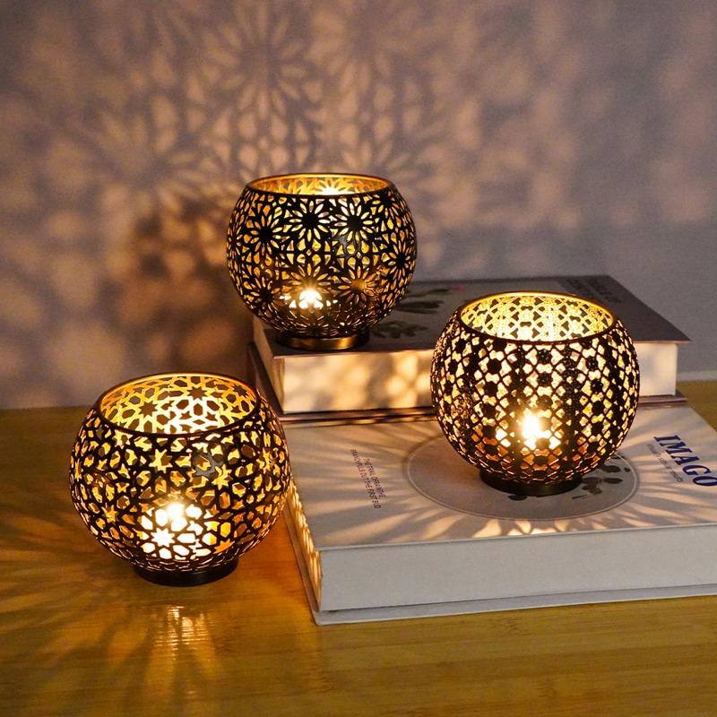 Europejski kulisty pusty świecznik Maroko, świąteczna dekoracja retro do starego domu