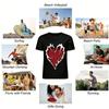 Love Heart Wings Print Casual Top Trendy Loose Crewneck Daily Commute Versatile Pullover Pure cotton T-shirt