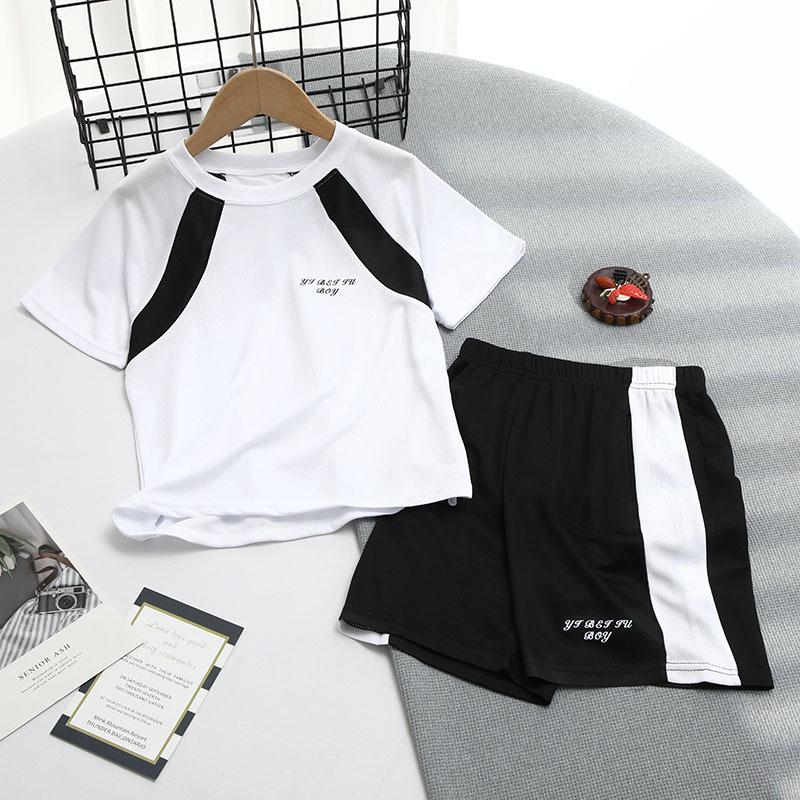 2026 Boys' Summer Sportswear: Short Sleeve and Shorts Mesh Set in 20 Colors