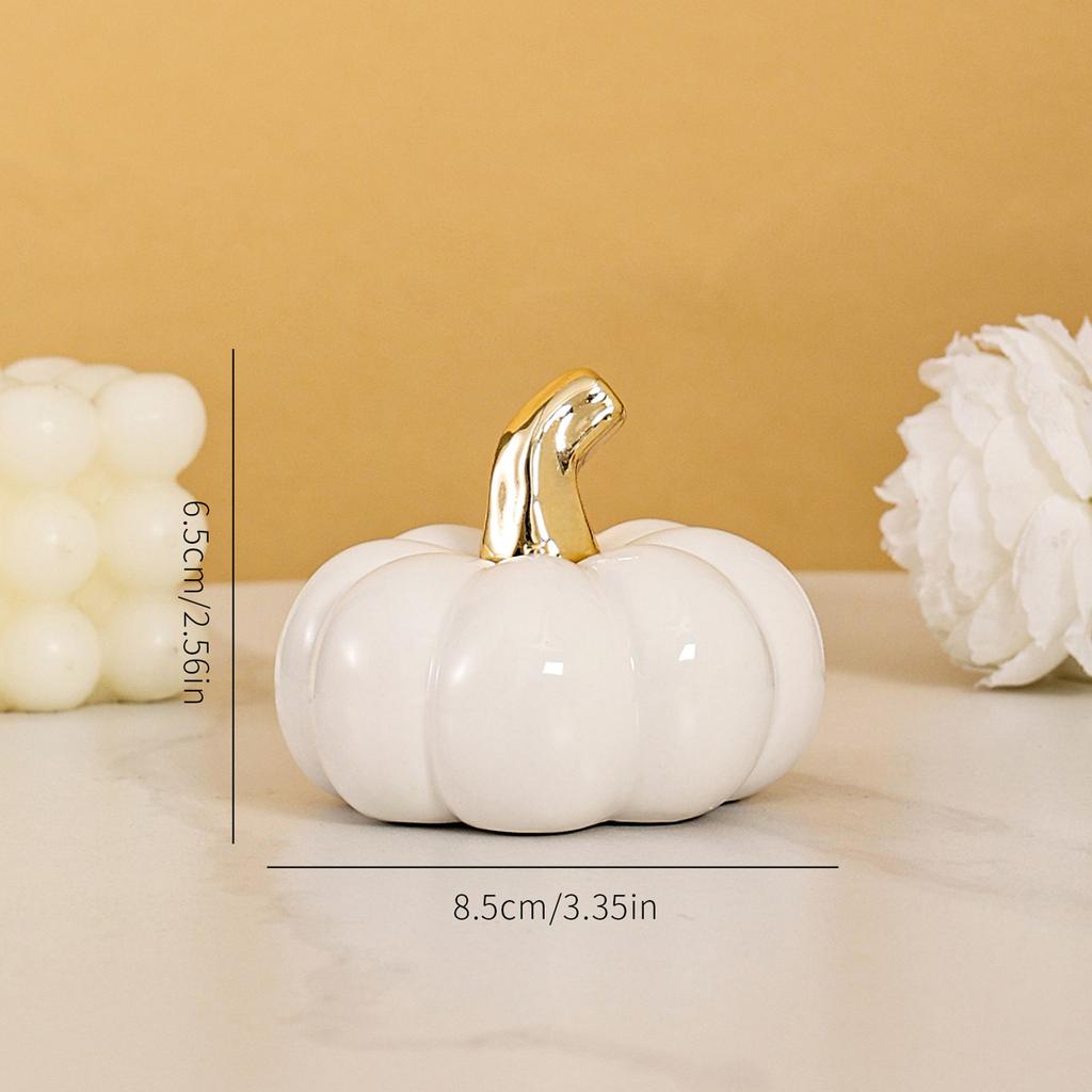 Ceramic Pumpkin Decoration - 2.6 3.3 Inch Fall Tabletop Figurine for Home Decor