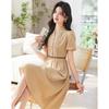 Sishui Nianhua Women's Elegant Short-Sleeve Midi Dress