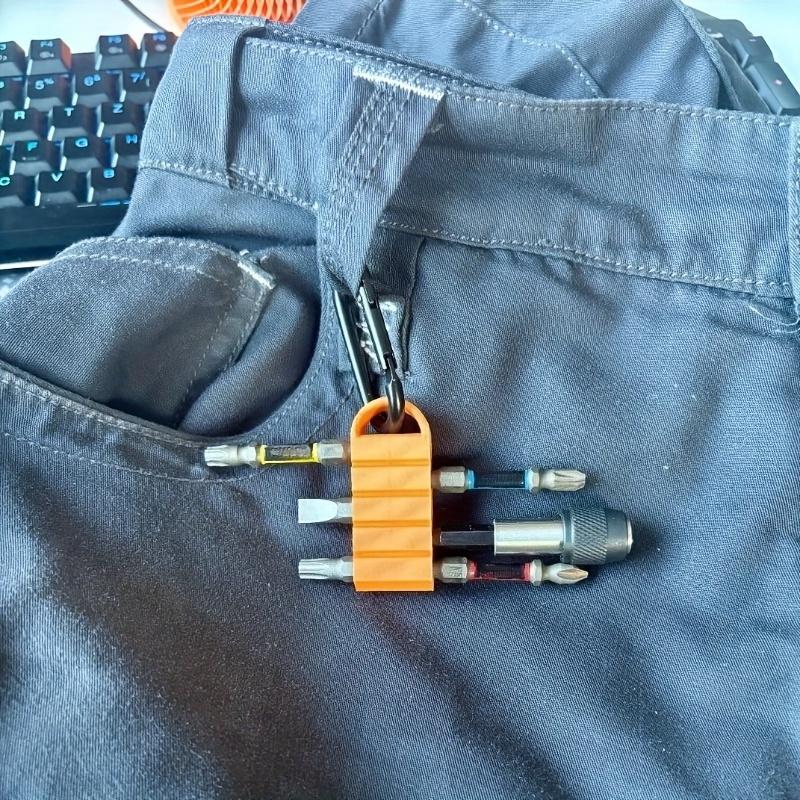 Work Pants Bit Holder, Without Carabiner. One Clip Can Secure Multiple Bits. Home Improvement Tools, Tool Storage, Bit Base. Ideal for Roofing Work