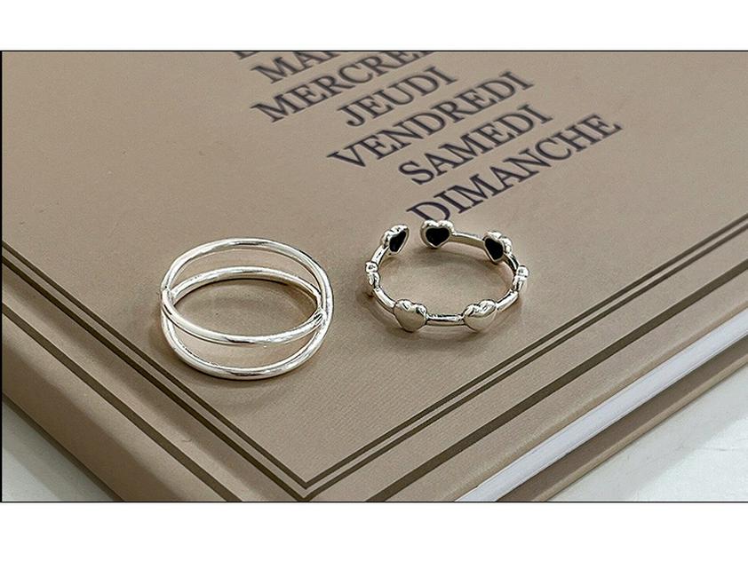 Yinruitai S925 Sterling Silver Korean Heart Design Thin Band Ring for Women