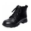 Martin boots women's autumn and winter new round head lace-up casual short boots black cowhide flat cotton boots women's leather boots