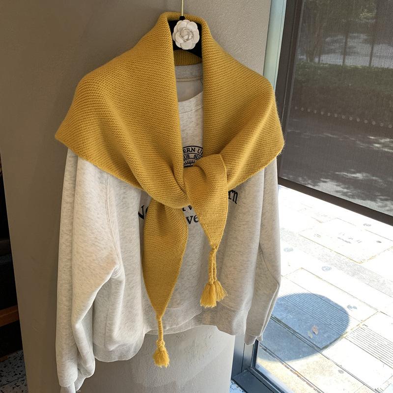 Literary Triangle Scarf Shawl Autumn And Winter Outer Scarf Hanging Spike Multi-Functional Scarf Scarf Neck Vest Versatile Triangle Scarf
