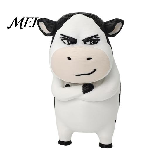 Cow Collectible Figure 3D Printed Dairy Figurine, Cartoon Cattle Statue for Desk Decor, Office Shelf Ornament Mini Sculpture Home Office, Gift Animal