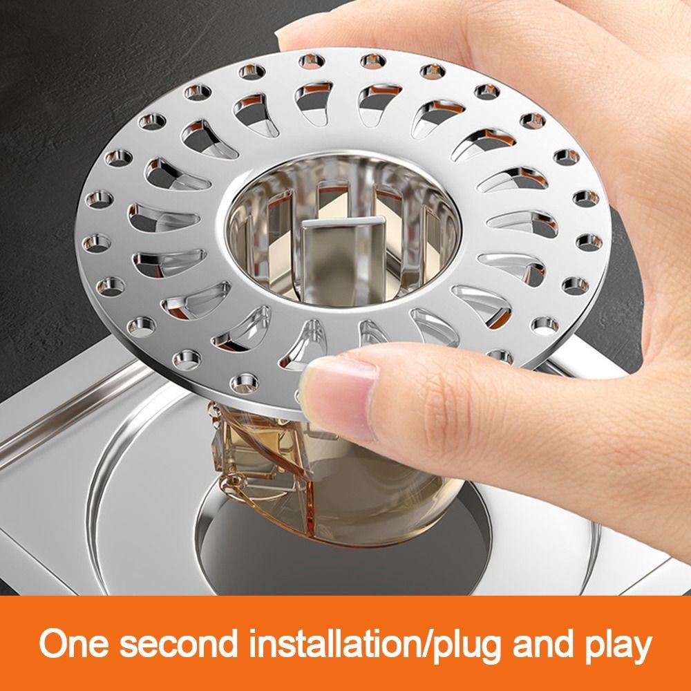 Anti-odor Shower Floor Drain With Grid Grate Cover Drain Filter Durable Sink Strainer