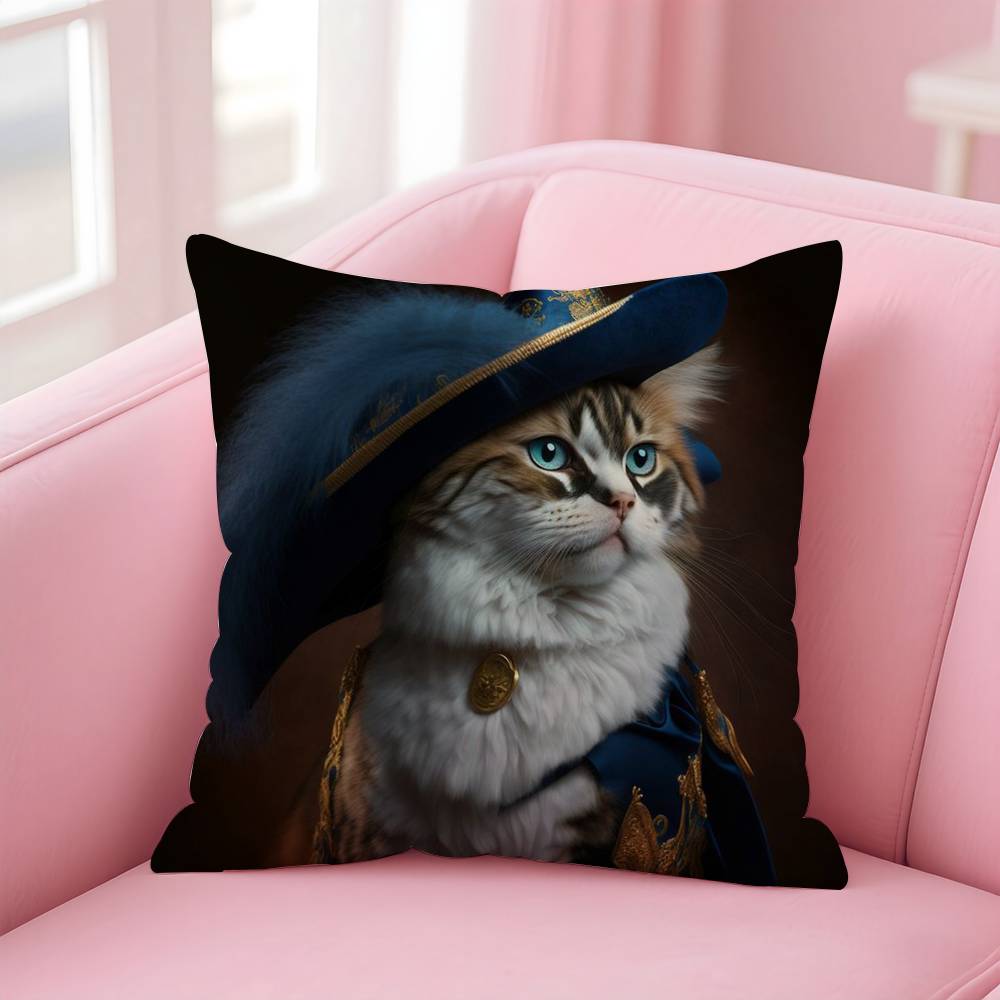 Renaissance Royal Cat Funny Pillow Case pattern printing pillowcase living room sofa cushion cover bedroom room decor