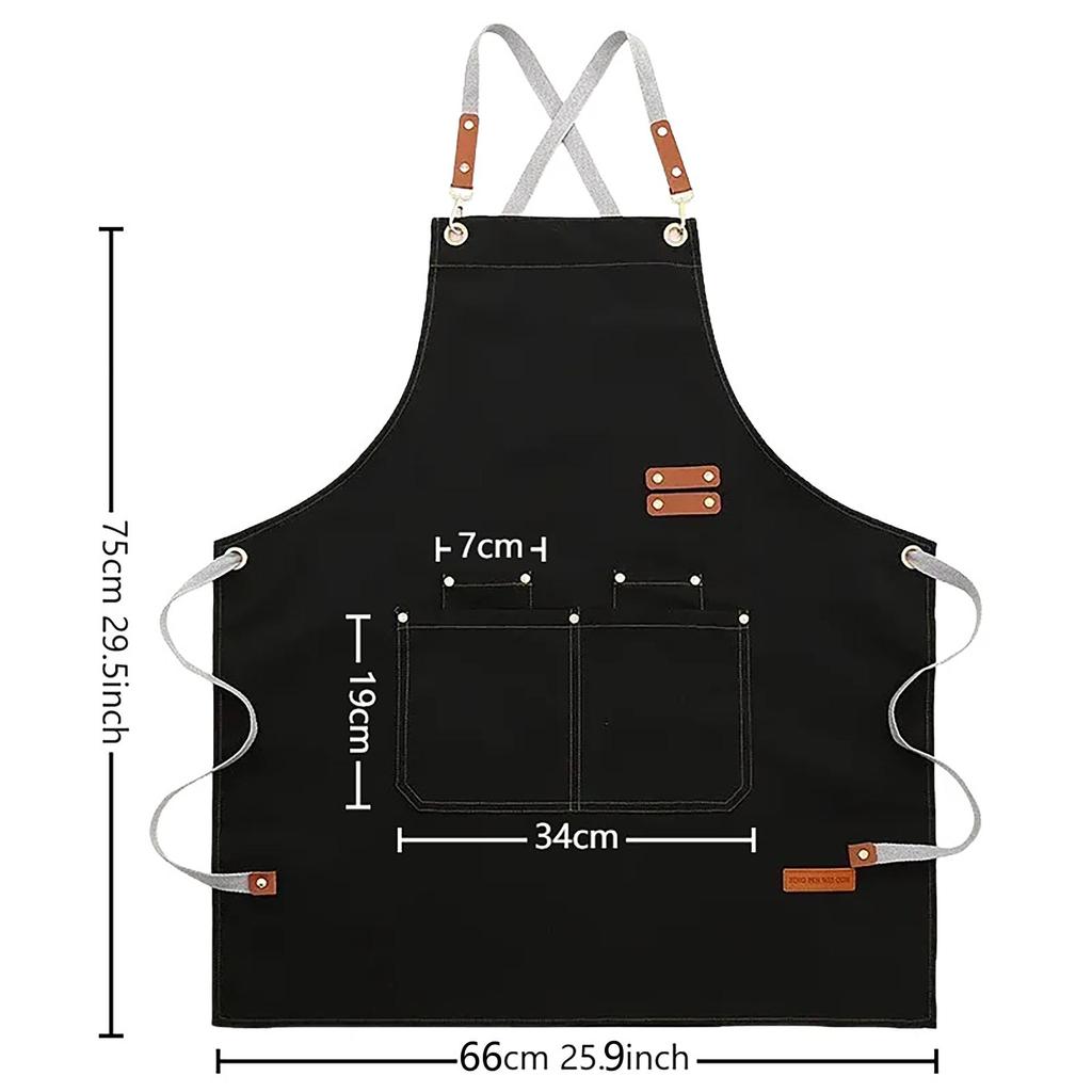 Waterproof Cross-Back Canvas Apron: Oil-Proof, Dirt-Resistant Kitchen & Catering Workwear