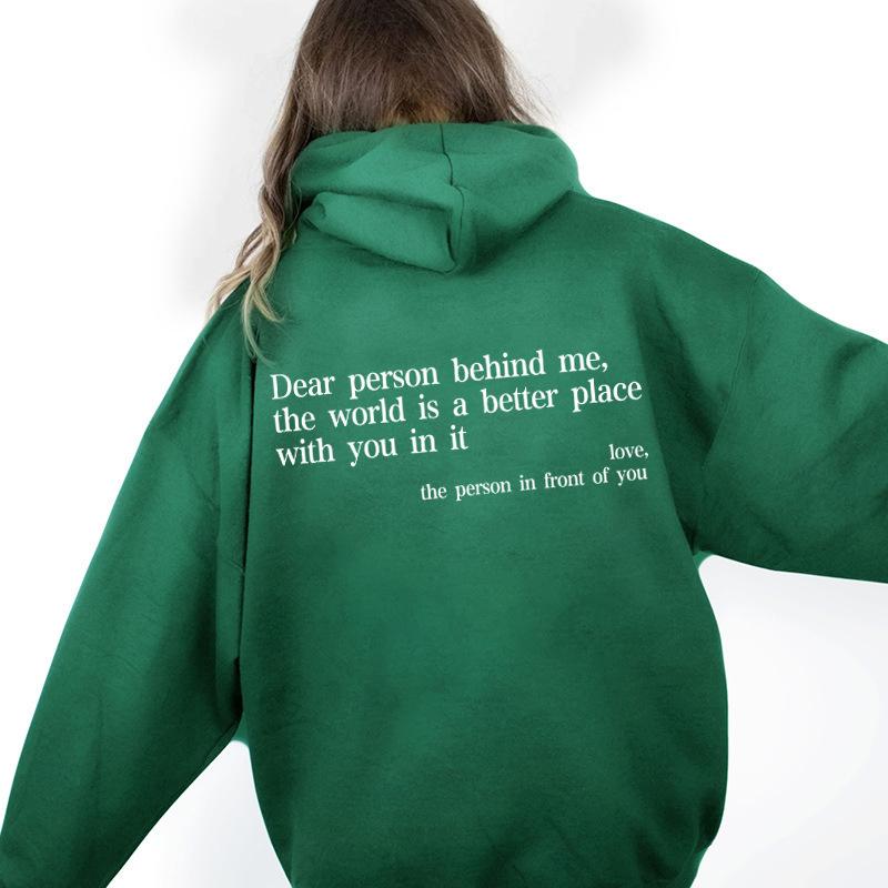 Dámské rukávy na ramenou Fleece Svetr Obyčejný potisk písmen Klokánek Kapesní potisk Taška s kapucí Zadní límec