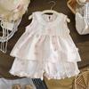 Baby Girl's Casual Clothing Set peter pan collar Sleeveless Dress Top + Shorts Set with Skirt 2PCS Set